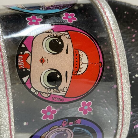 LOL Surprise Dolls Black Clear Glitter Slide Sandals Girls Size 1-2 - Picture 12 of 16